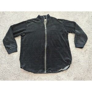 Vintage Chaus Sport Jacket‎ Mens Medium Full Zip Black Striped Long Sleeves